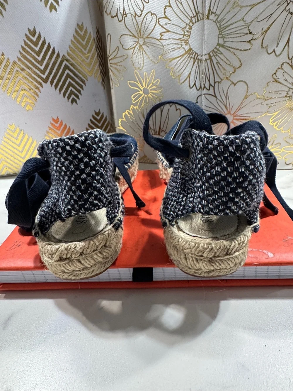Laurent Lace Espadrille Women’s Navy Espadrille Lace-Up Flats (Soludos)